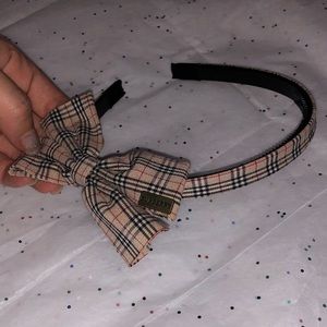 Burberry plaid classic bow khaki cream tan black red stripe headband hairband